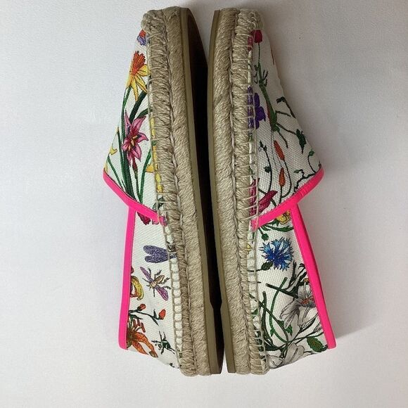 Gucci Flora Neon Trim Espadrilles White multicolor Fuxia Size EU 38 - Picture 10 of 15